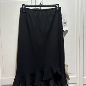 MSK Elegant Black Ruffle Hem Skirt Size 10